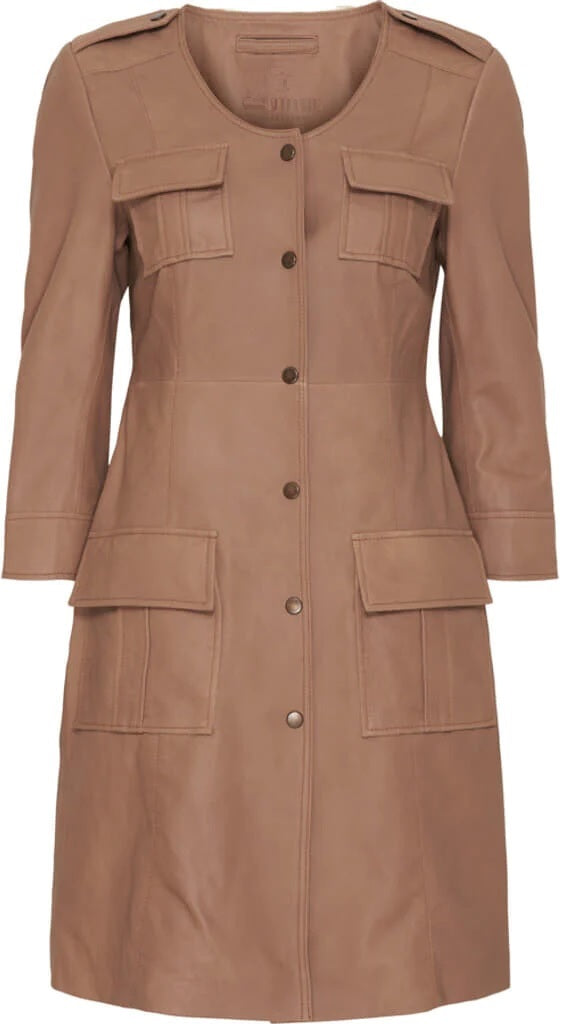 Chic Denim Brown Leather Dress | Premium Quality & Versatile Style - CuirLondon