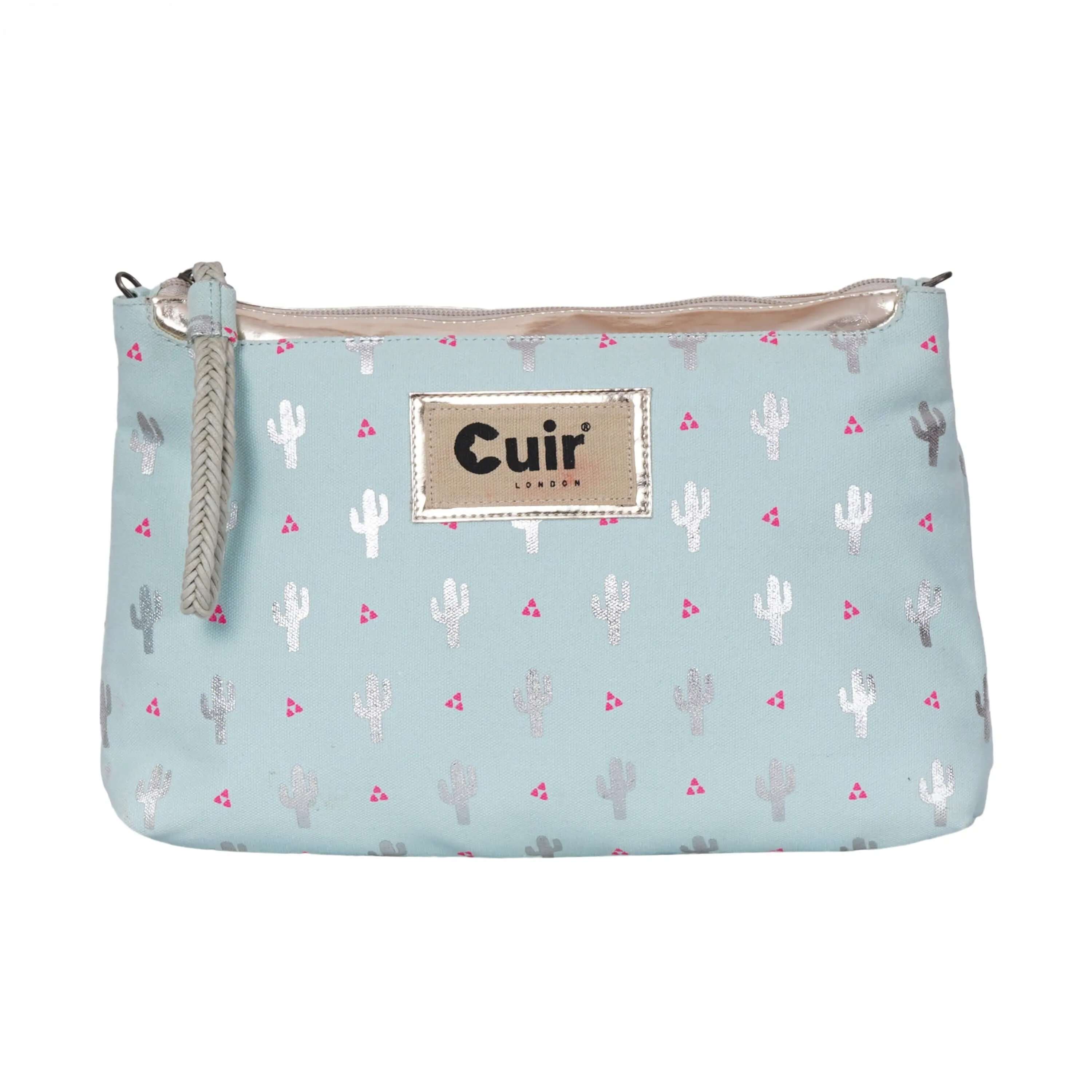 Cactus Printed Clutch Bag: 12.5 L x 2 W x 8 H Inches CuirLondon