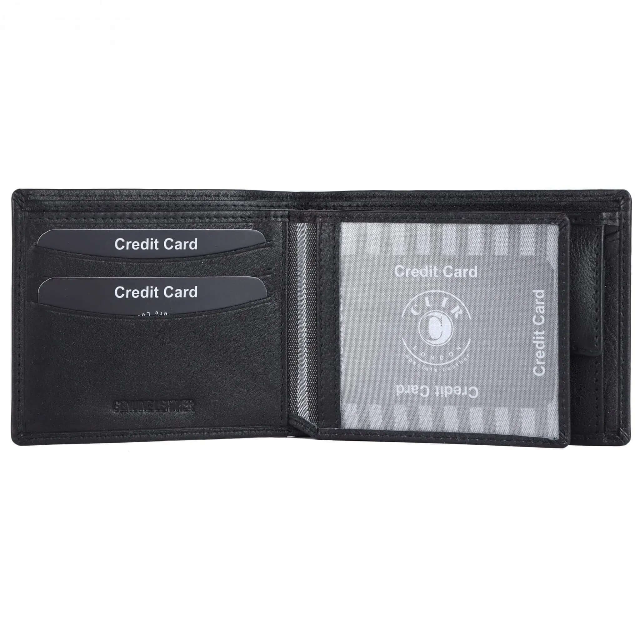 Genuine Black Leather RFID Wallet | 11.5x9 cm | 7 Card Slots CuirLondon