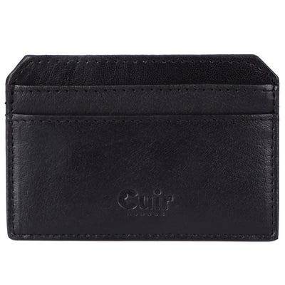 Black Leather Card Case (4 Slots) - Slim & Modern