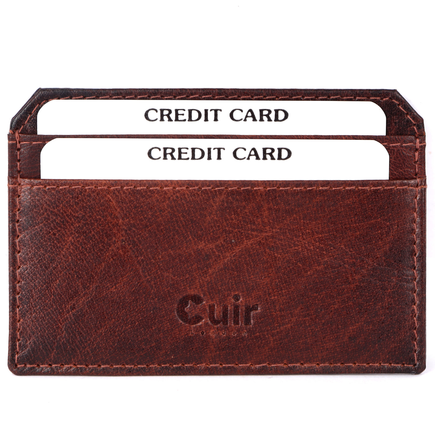 4-Slot Brown Leather Card Case: Men's Pocket-Sized Luxury