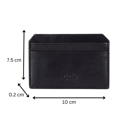 Black Leather Card Case (4 Slots) - Slim & Modern