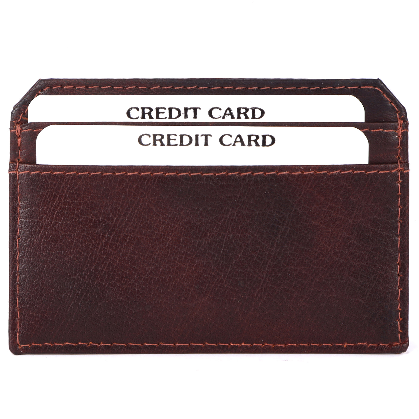 4-Slot Brown Leather Card Case: Men's Pocket-Sized Luxury