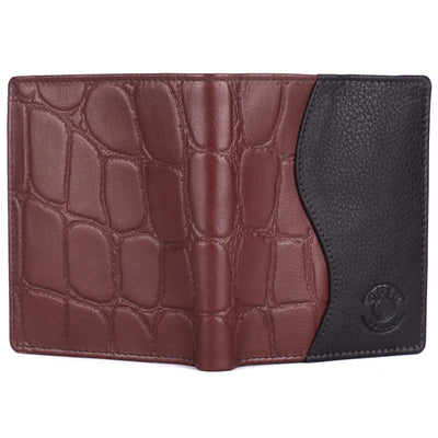 Men's Real NDM Leather RFID Bifold Black Wallet