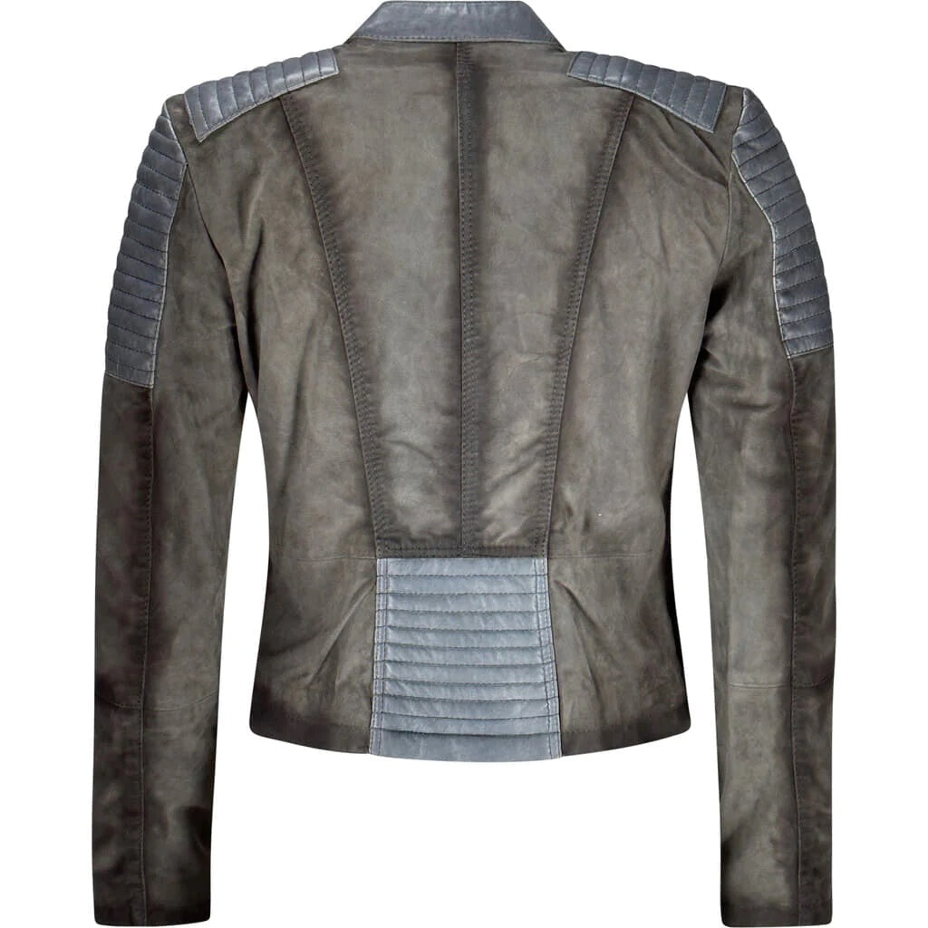Suede biker jacket in gray
