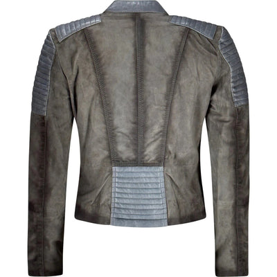 Suede biker jacket in gray