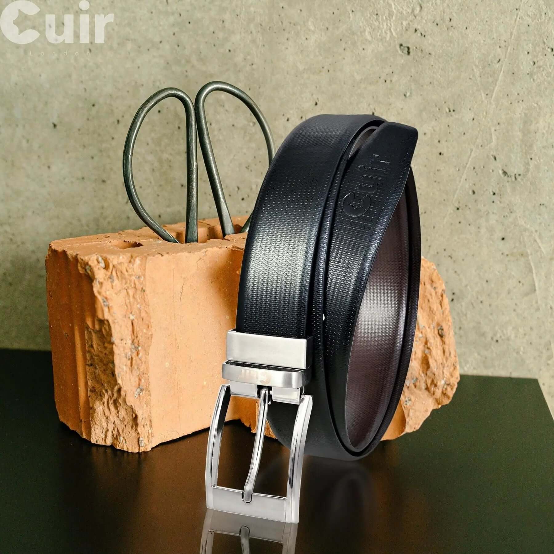 Black Full Hide Leather Belt - CuirLondon