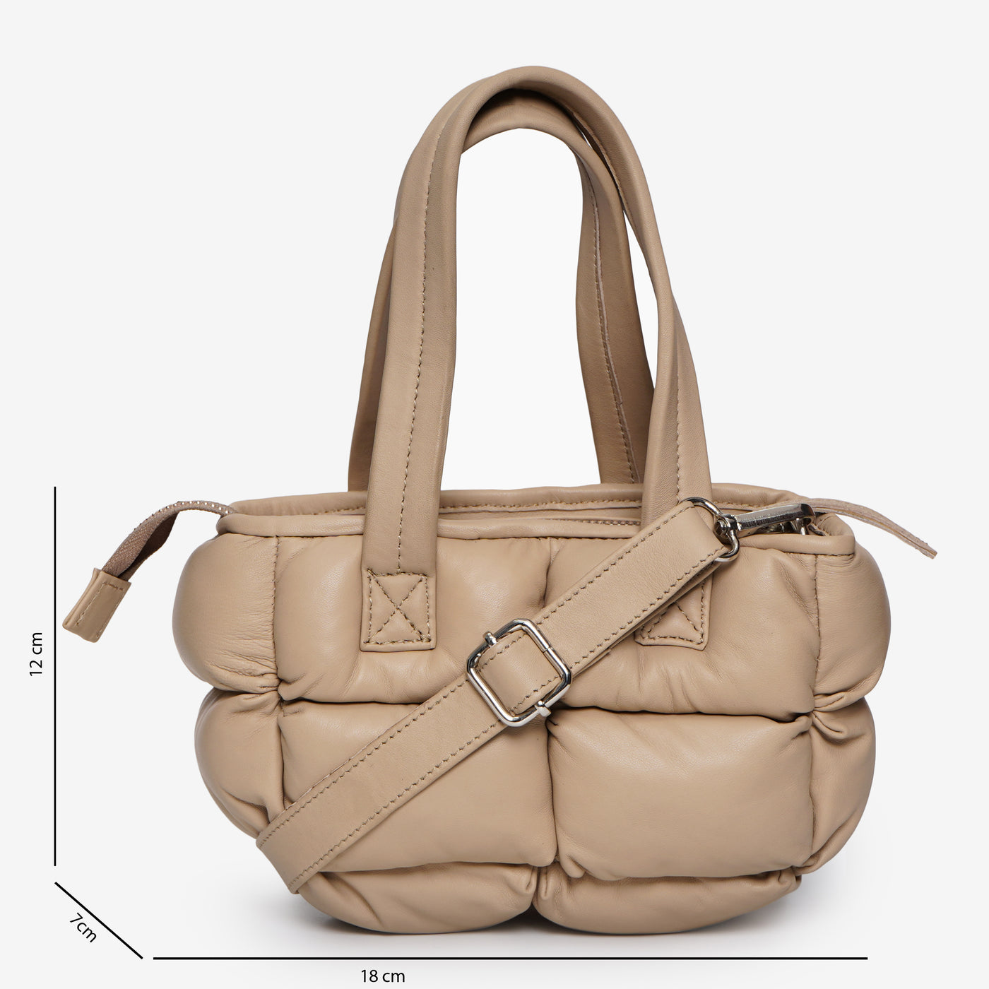 Women's Mini Beige Genuine Leather Crossbody Bag