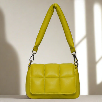 Women's Lime Green Genuine Leather Crossbody Bag | 15x20x8cm