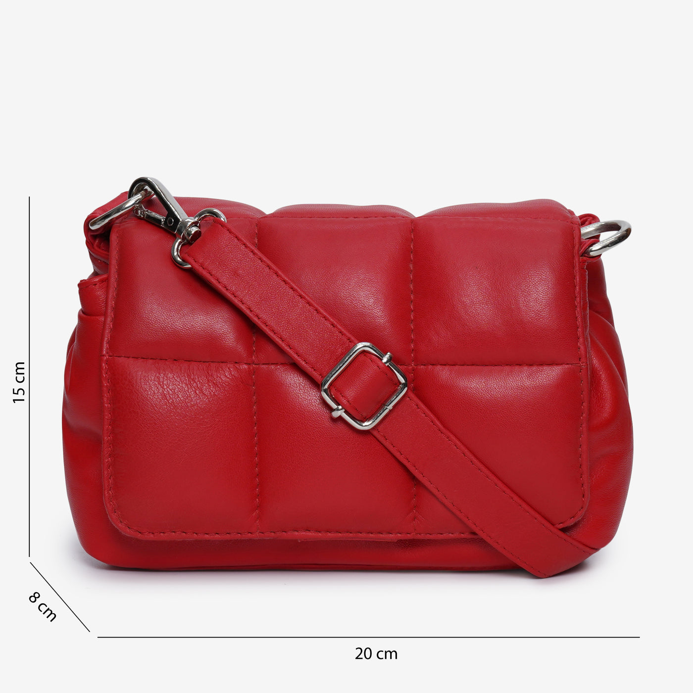 Red Genuine Leather Cross-body Bag for Women