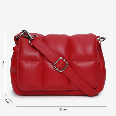 Red Genuine Leather Crossbody Bag for Women