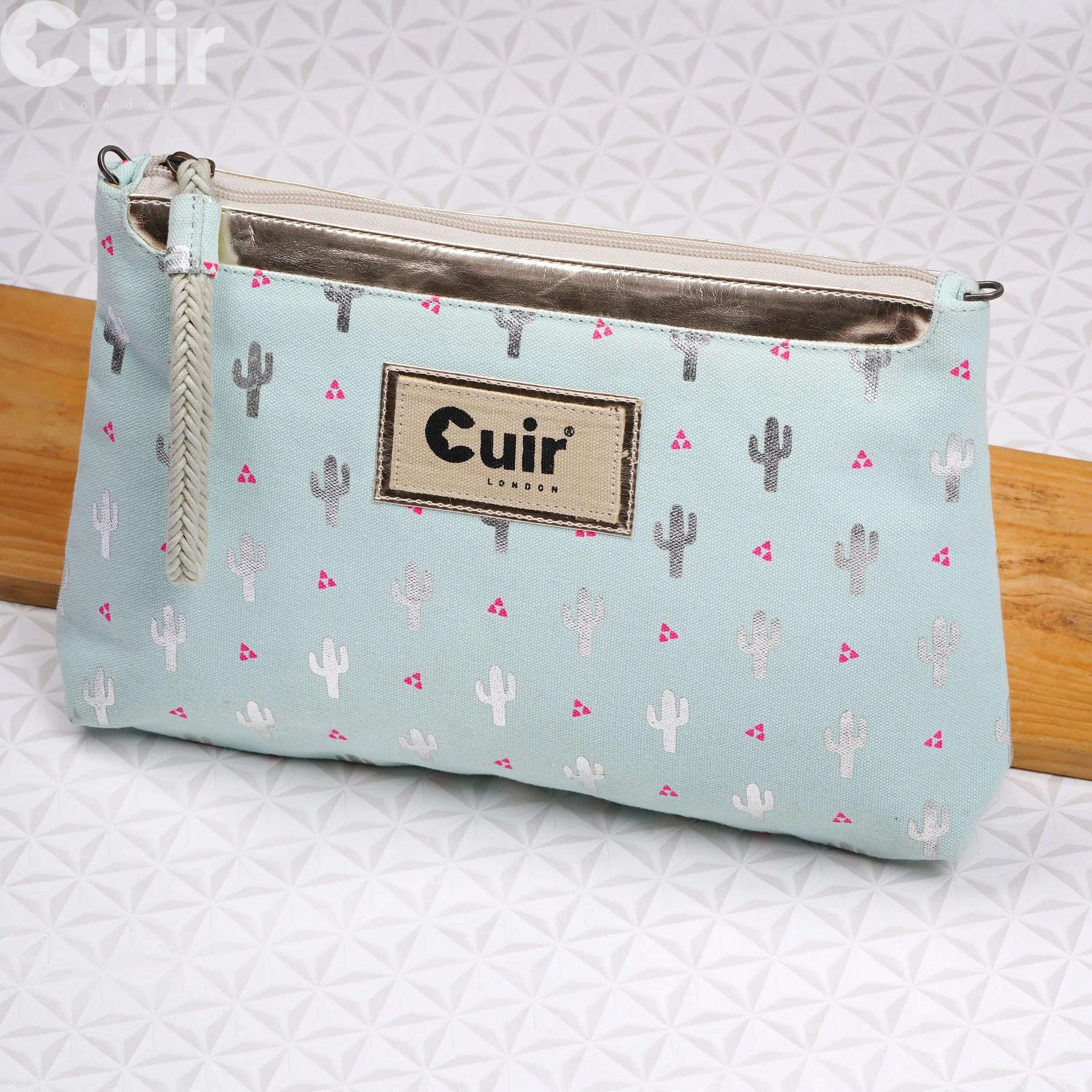 Cactus Printed Clutch Bag: 12.5 L x 2 W x 8 H Inches - CuirLondon