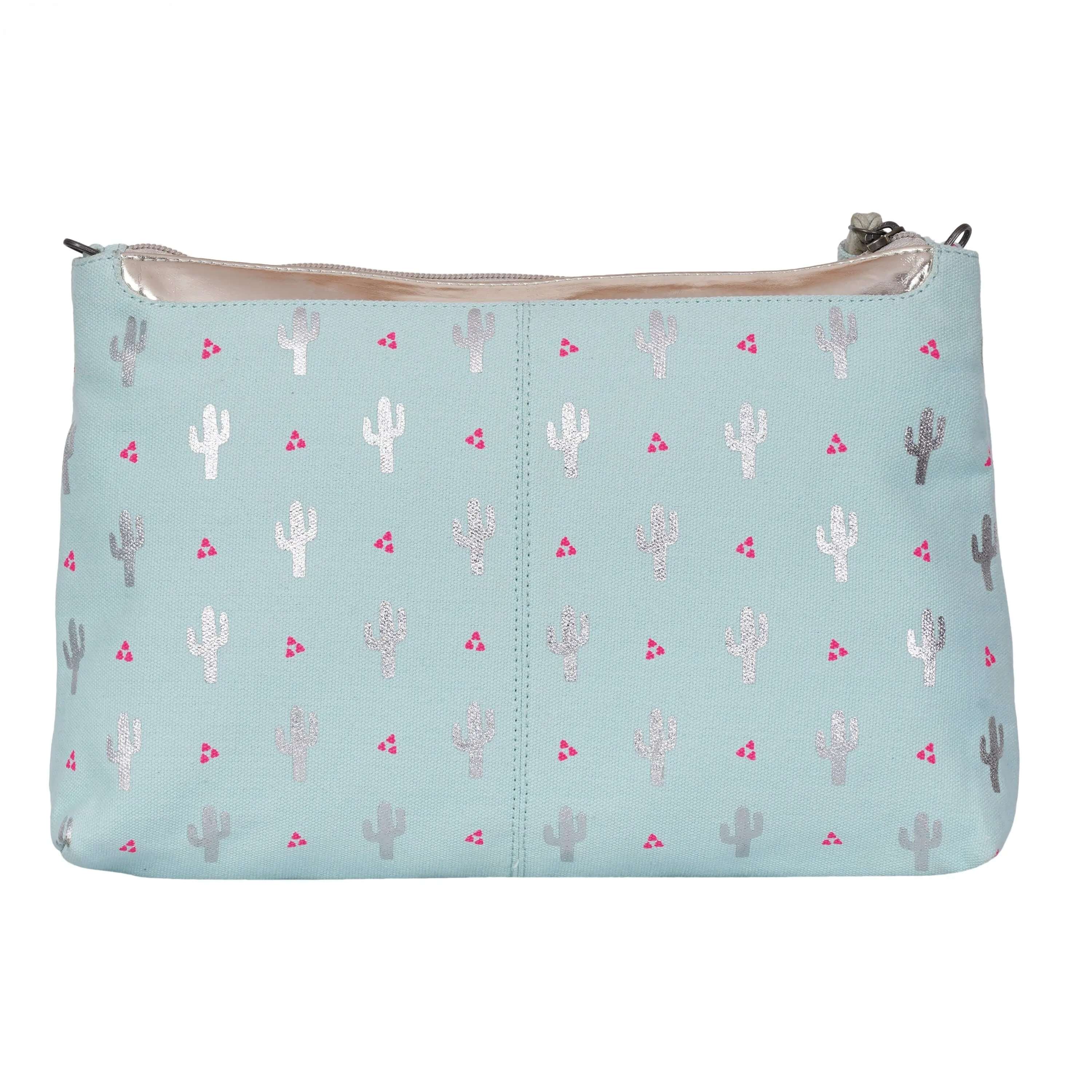 Cactus Printed Clutch Bag: 12.5 L x 2 W x 8 H Inches - CuirLondon