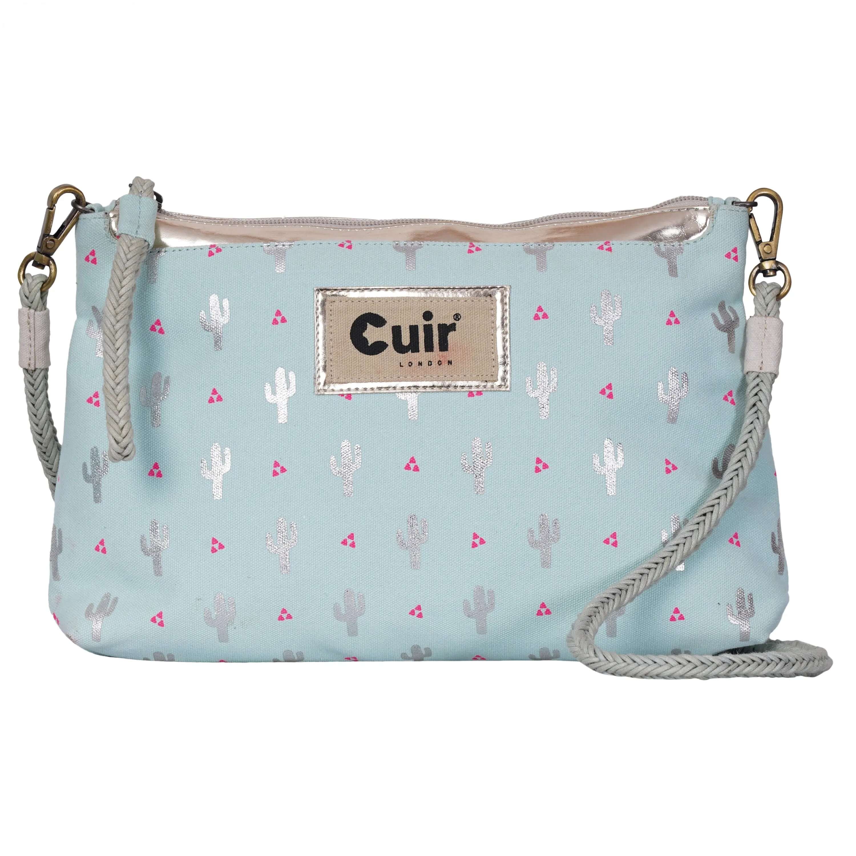 Cactus Printed Clutch Bag: 12.5 L x 2 W x 8 H Inches - CuirLondon