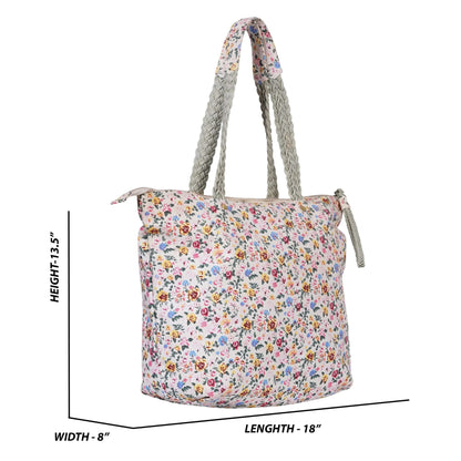 Charming Flower Printed Small Canvas Bag - CuirLondon