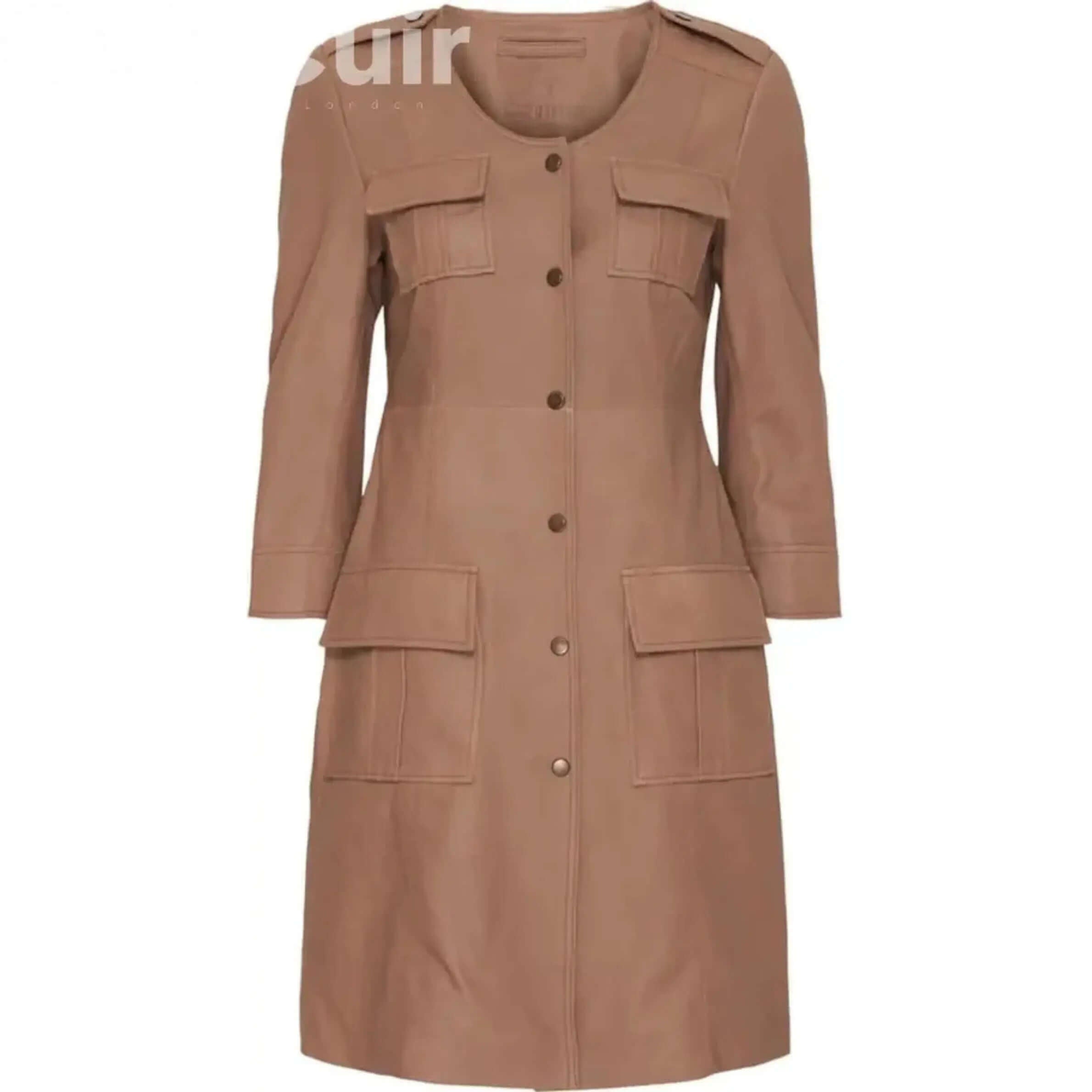 Chic Denim Brown Leather Dress | Premium Quality & Versatile Style CuirLondon