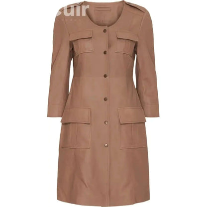 Chic Denim Brown Leather Dress | Premium Quality & Versatile Style CuirLondon