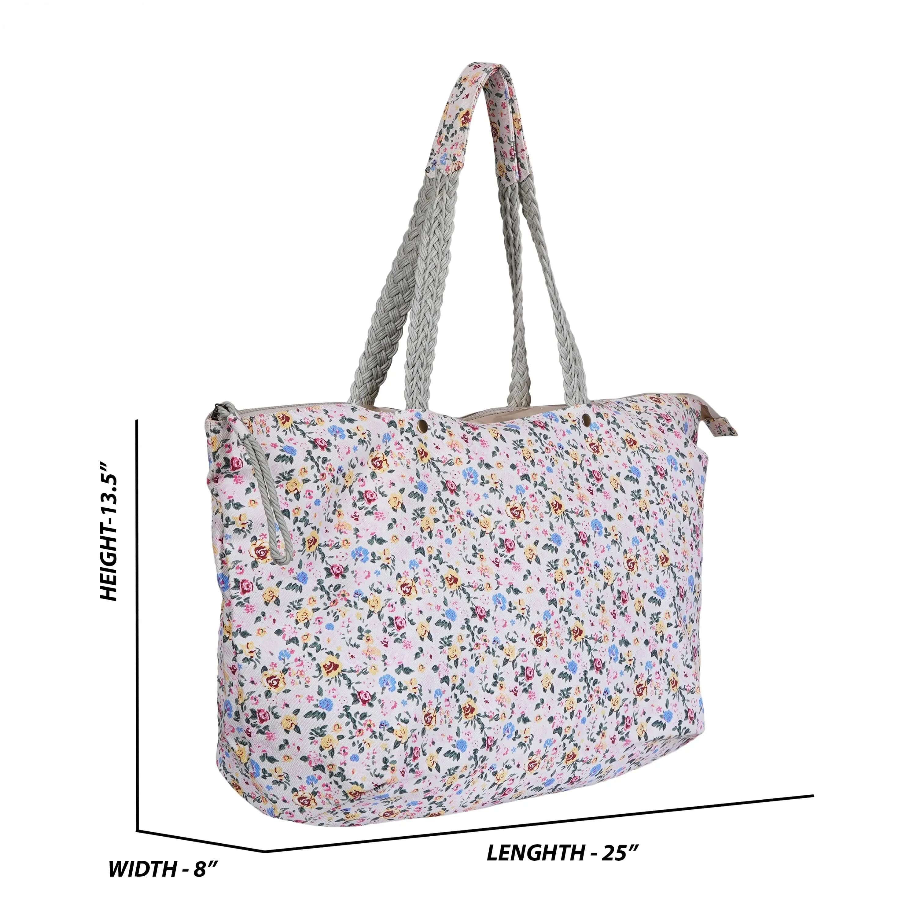 Chic Flower Printed Canvas Bag - CuirLondon