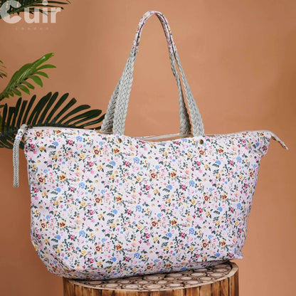 Chic Flower Printed Canvas Bag - CuirLondon