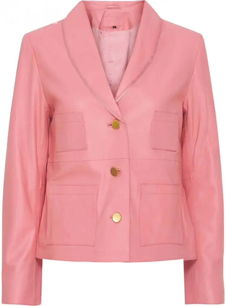 Classy Pink Rose Jacket in Goat Suede - CuirLondon