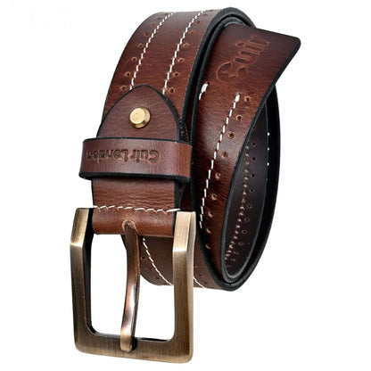 Men’s Leather Belt Pin Buckle for Jeans Dress Office Wear