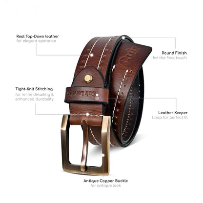 Men’s Leather Belt Pin Buckle for Jeans Dress Office Wear