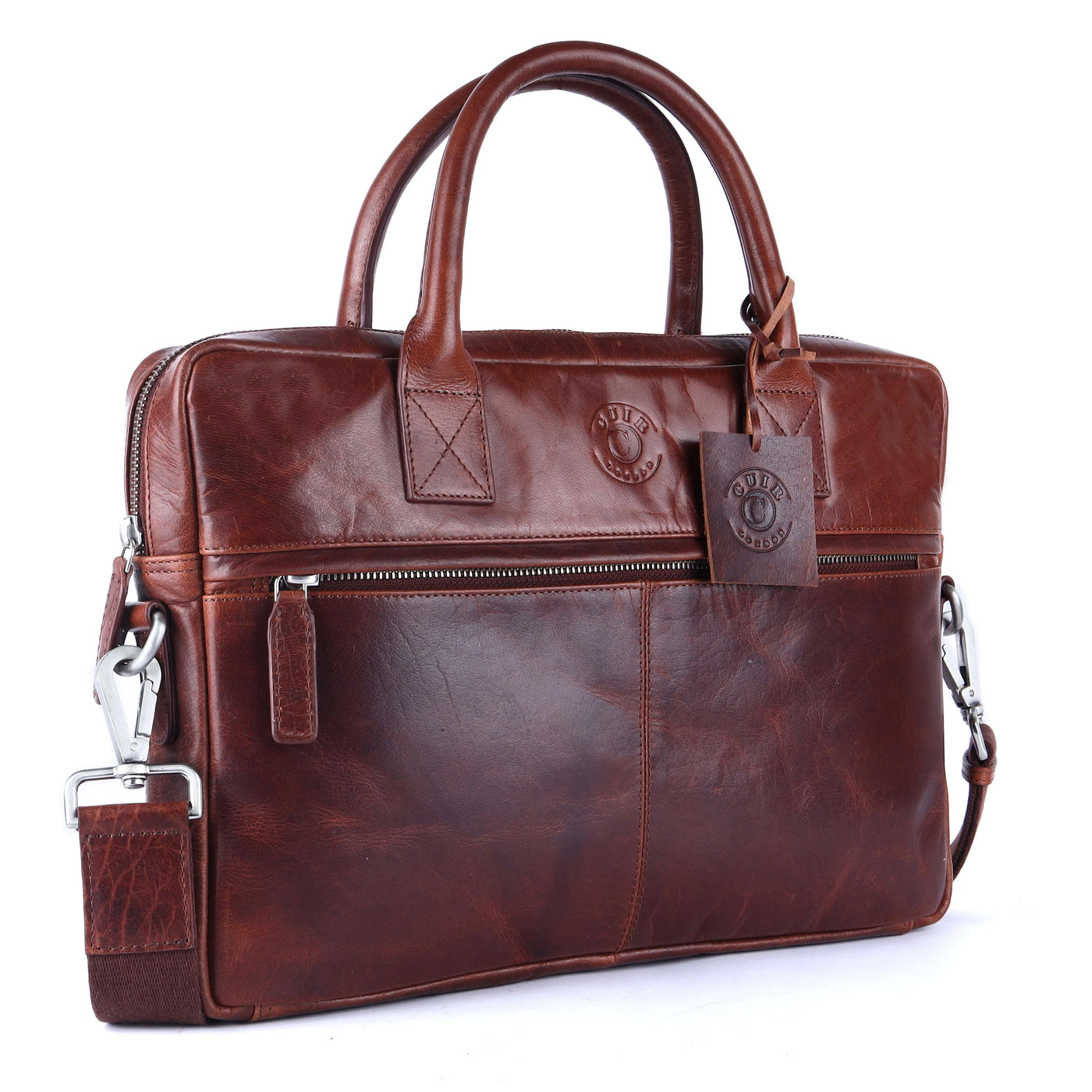 Laptop Bag For Men's Genuine Leather Brown Portfolio Bag,