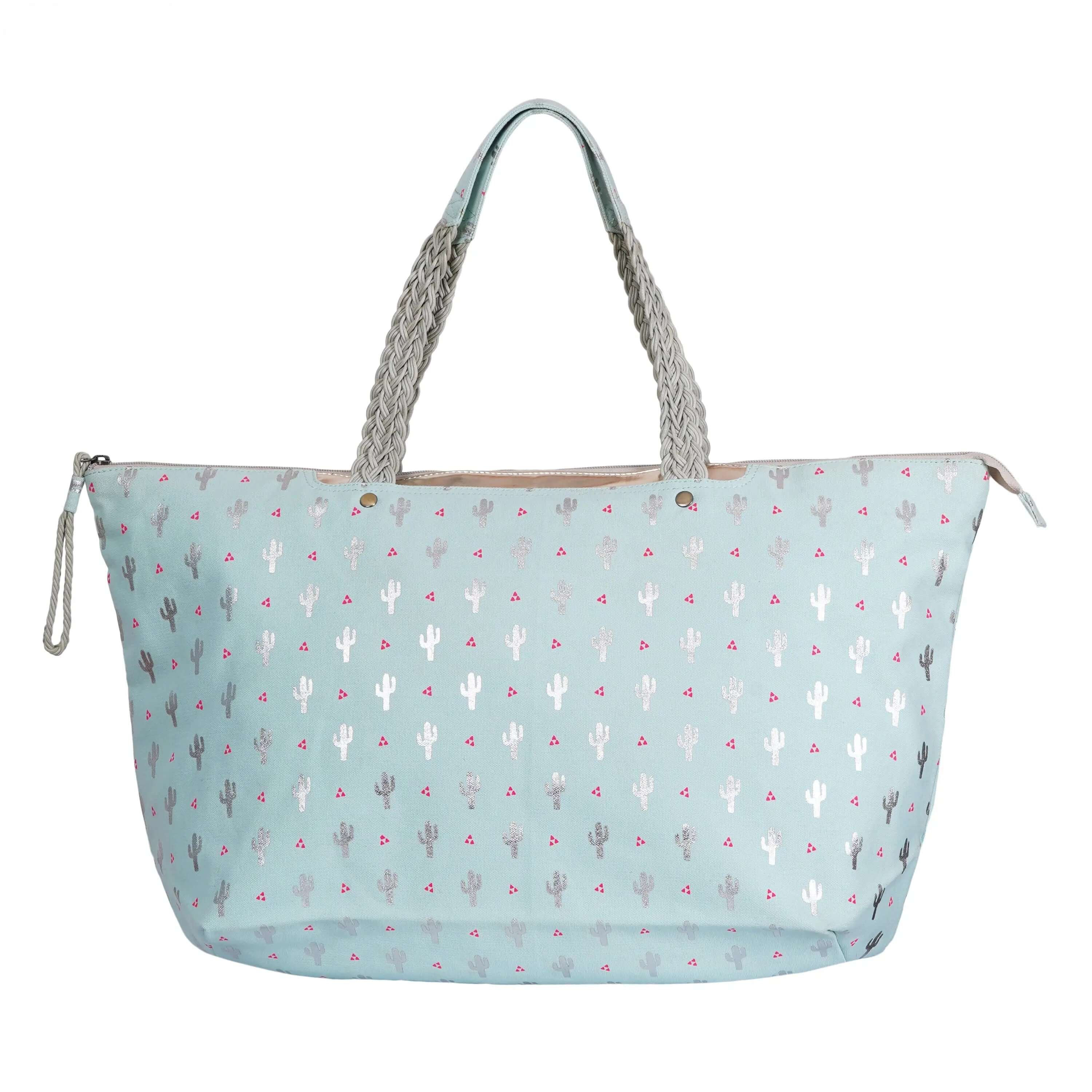 Handwoven Cotton Cactus Printed Canvas Bag - CuirLondon