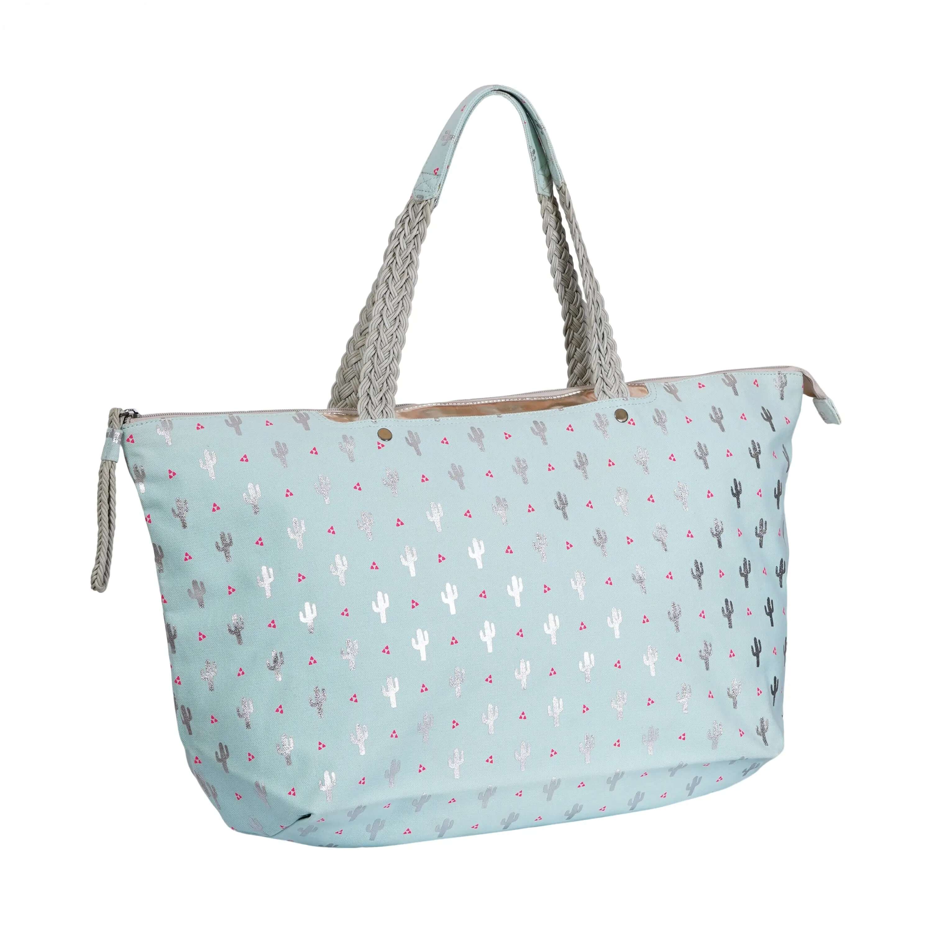 Handwoven Cotton Cactus Printed Canvas Bag - CuirLondon