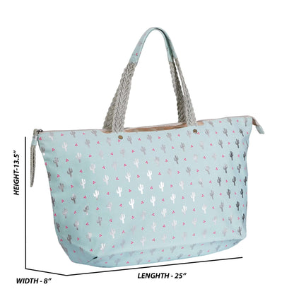 Handwoven Cotton Cactus Printed Canvas Bag - CuirLondon