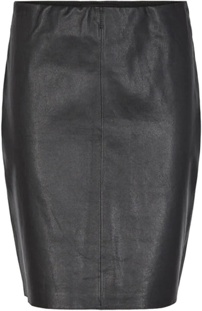 Leather pencil black skirt