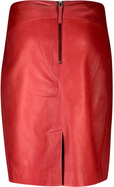 Leather red skirt