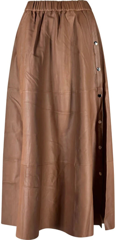 Long Beige Skirt With Button