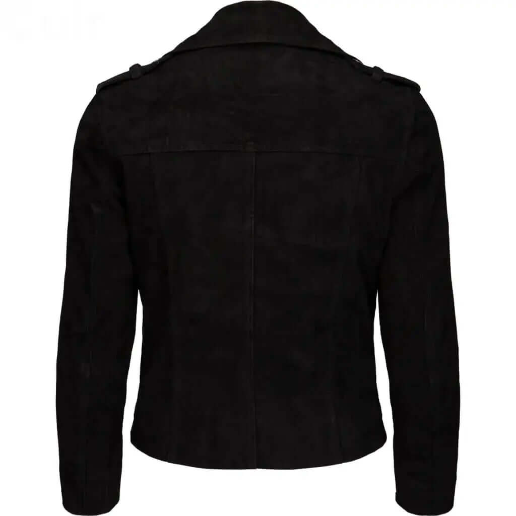 Ladies Black Suede Biker Jacket | Stylish Outerwear - CuirLondon