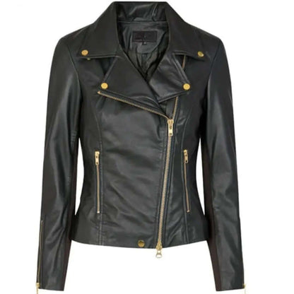 Lamb Gloving Biker Jacket in Black - CuirLondon