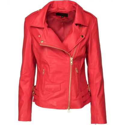 Lamb Gloving Biker Lollipop Jacket in Red - CuirLondon