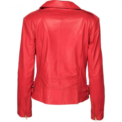 Lamb Gloving Biker Lollipop Jacket in Red - CuirLondon