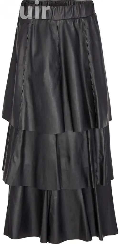 Long Black Skirt Lamb Paper Napa | Elegant Women's Fashion - CuirLondon