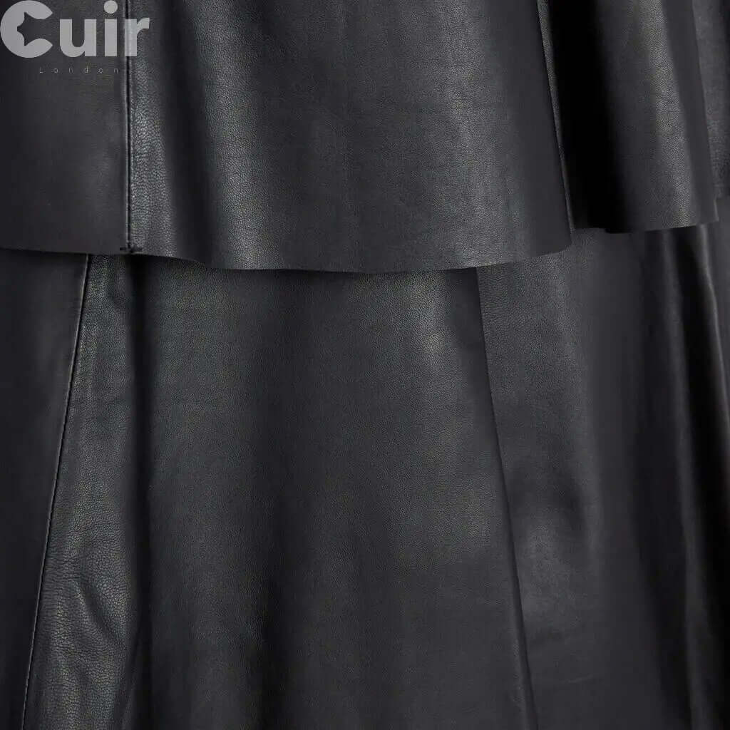 Long Black Skirt Lamb Paper Napa | Elegant Women's Fashion - CuirLondon