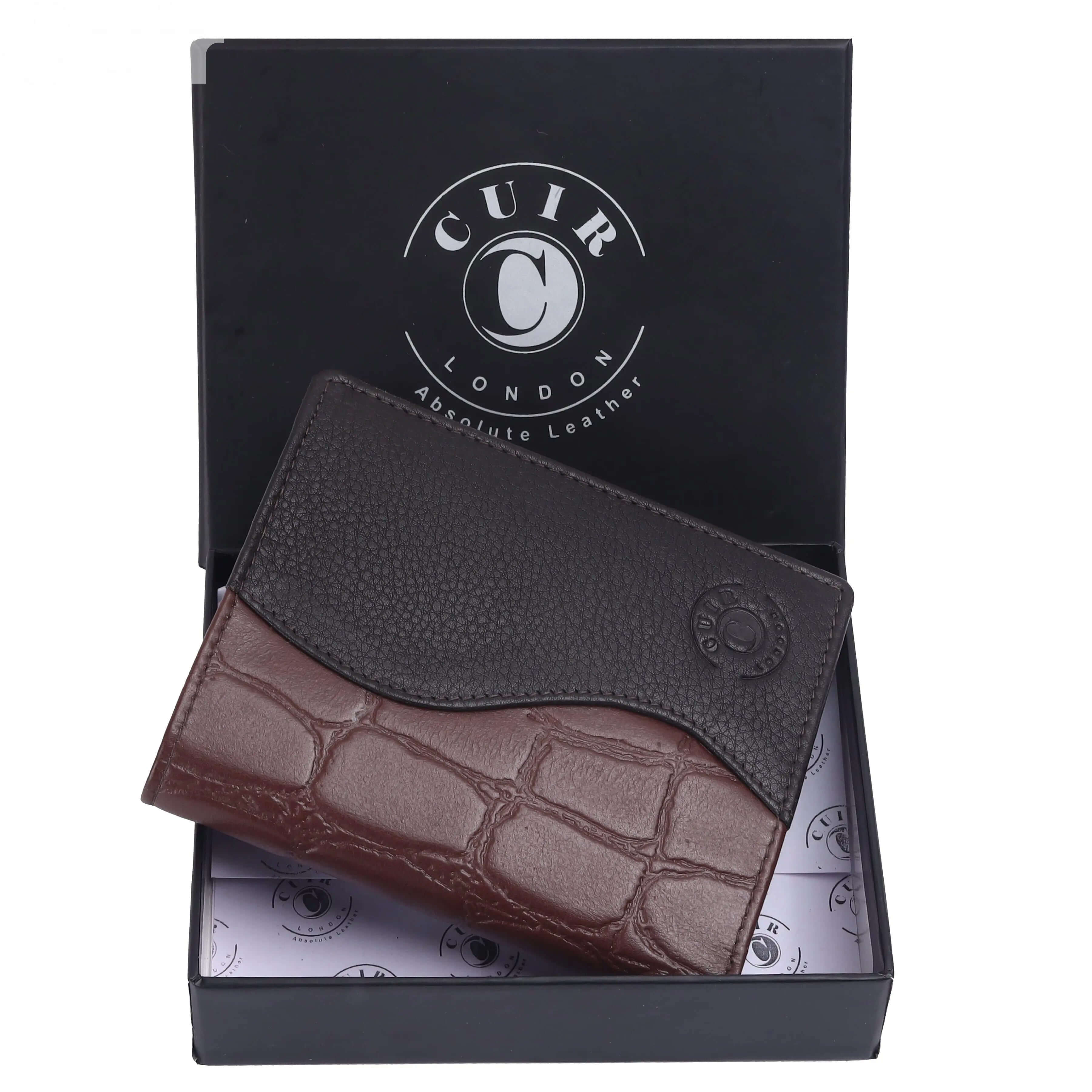 Men's Real NDM Leather RFID Bifold Black Wallet