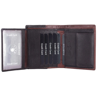 Men's Real NDM Leather RFID Bifold Black Wallet