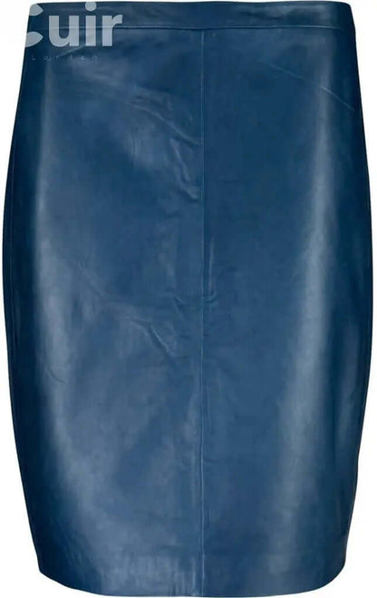 Navy Lamb Gloving Leather Skirt for Women | Elegant and Stylish - CuirLondon