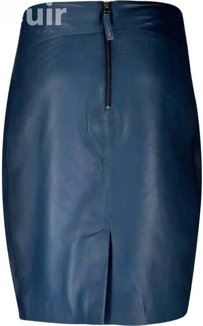 Navy Lamb Gloving Leather Skirt for Women | Elegant and Stylish - CuirLondon