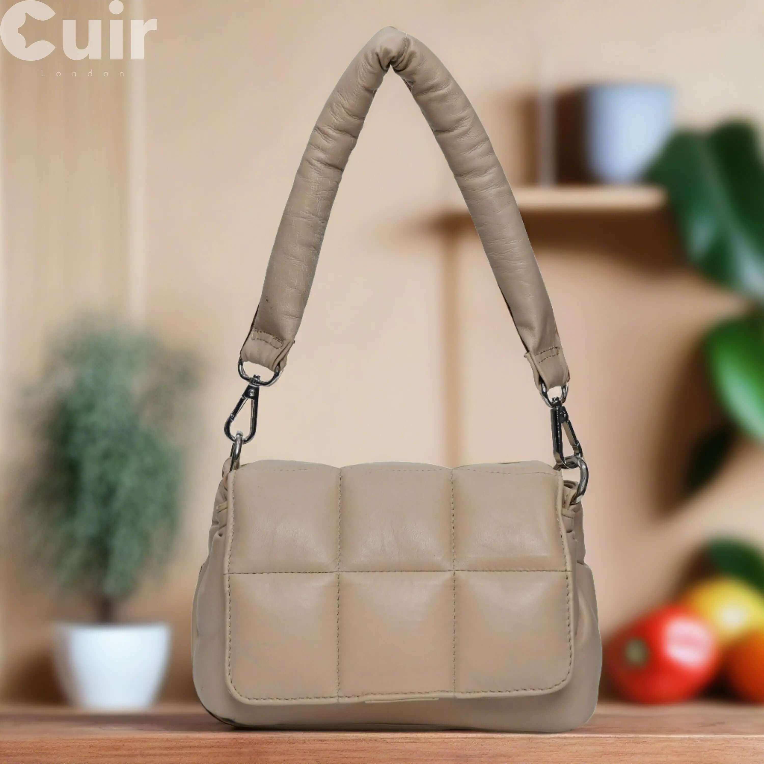 Neutral Beige Leather Cross body: Versatile Style - CuirLondon