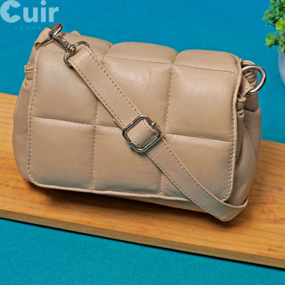 Neutral Beige Leather Cross body: Versatile Style - CuirLondon