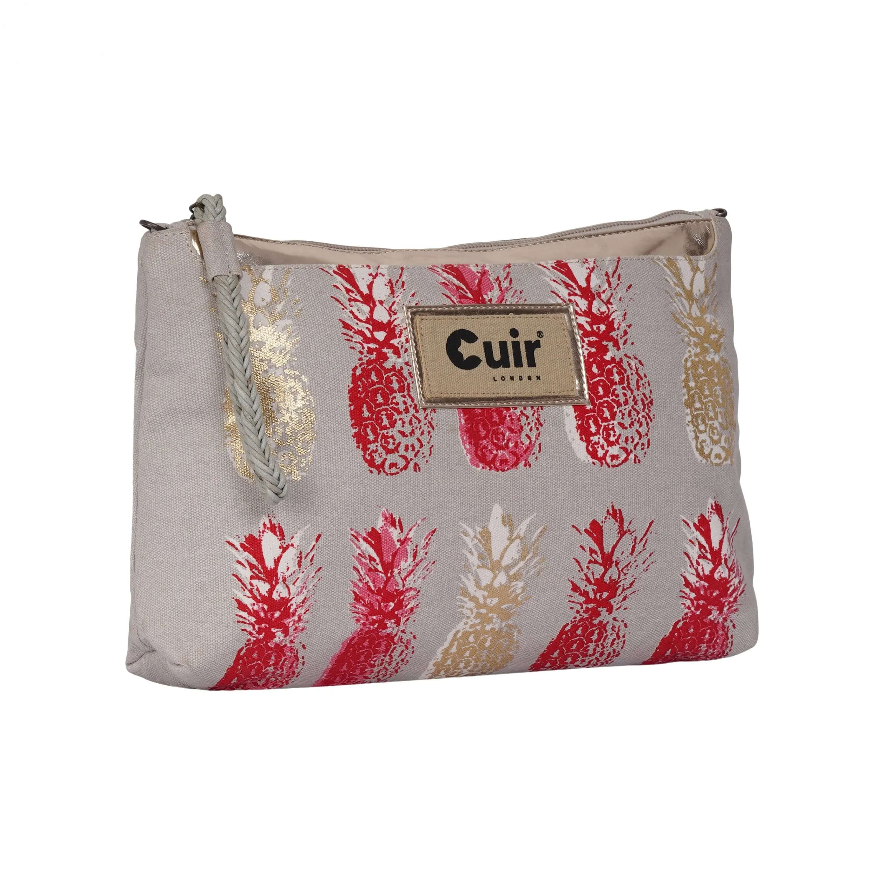 Pineapple Printed Clutch Bag | 100% Heavy Cotton Canvas - CuirLondon