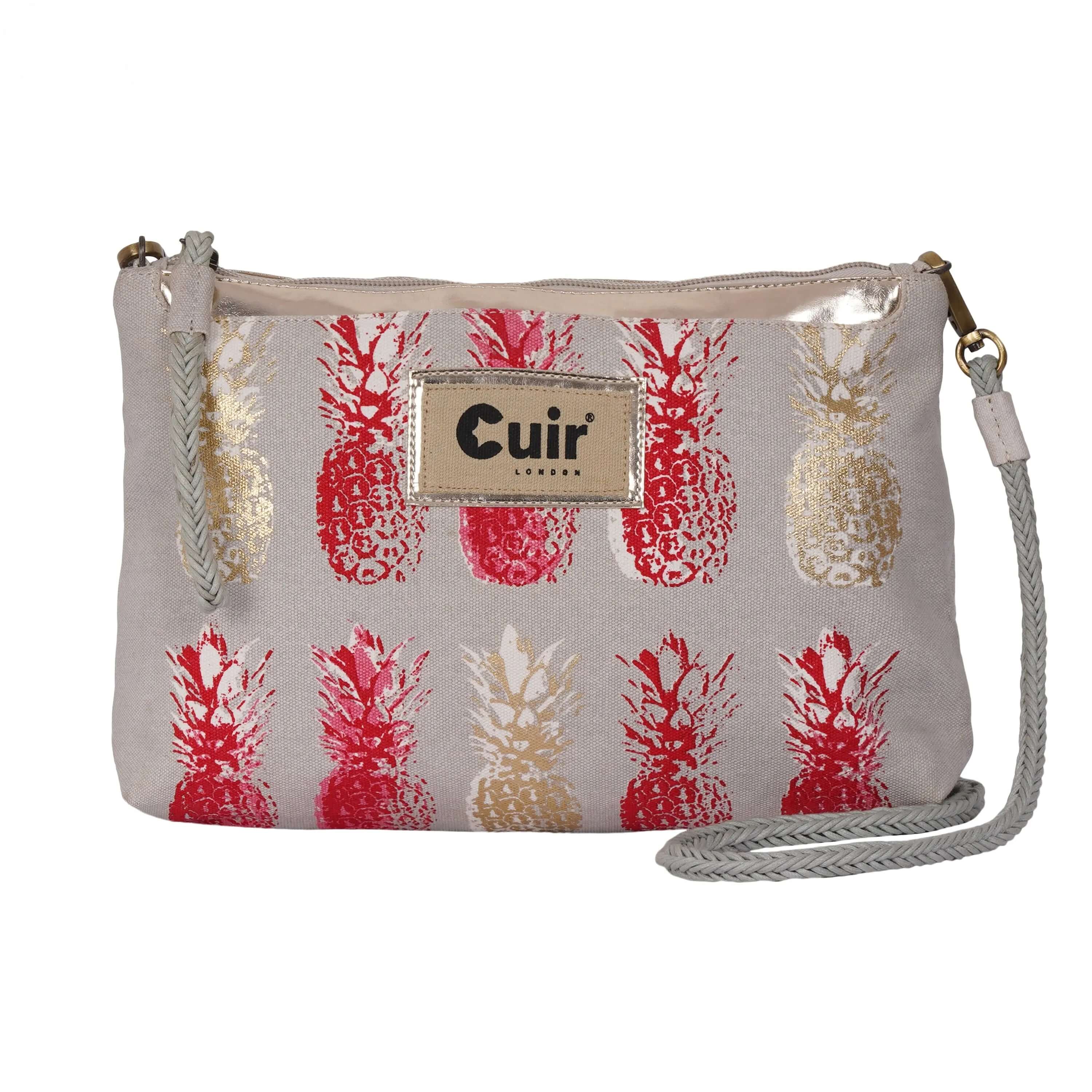 Pineapple Printed Clutch Bag | 100% Heavy Cotton Canvas - CuirLondon