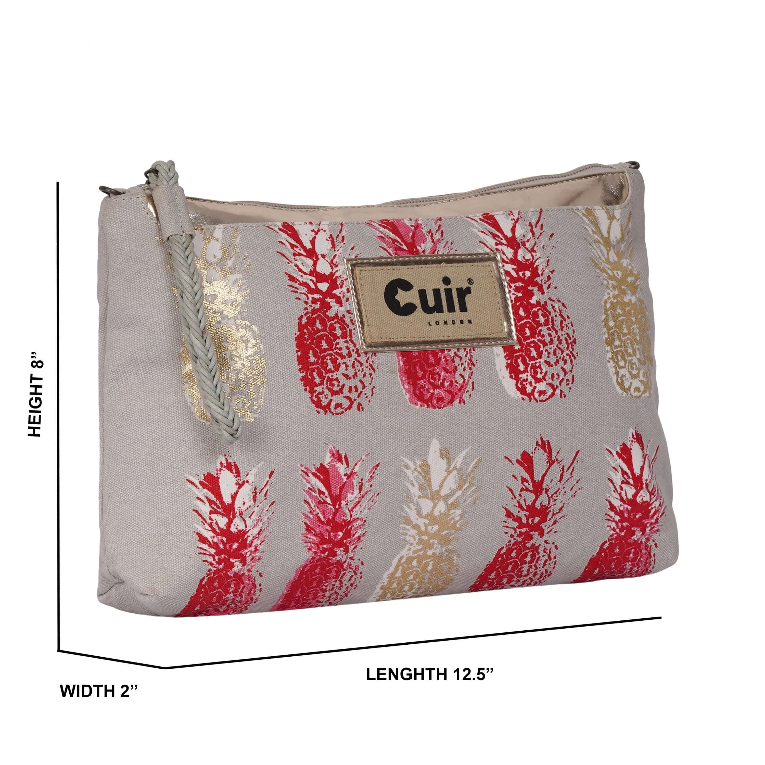 Pineapple Printed Clutch Bag | 100% Heavy Cotton Canvas - CuirLondon