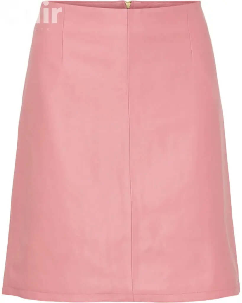 Plain Leather Pink Rose Skirt | Elegant Feminine Fashion - CuirLondon