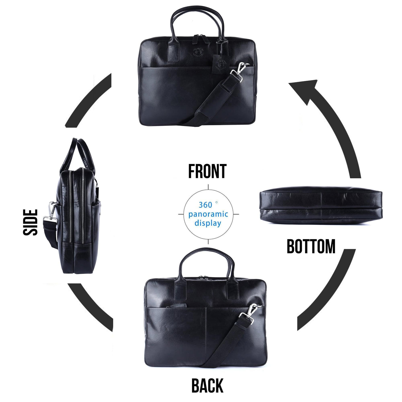 Men’s Messenger Bag, Real Cowhide Leather Briefcase, Laptop Satchel Bag